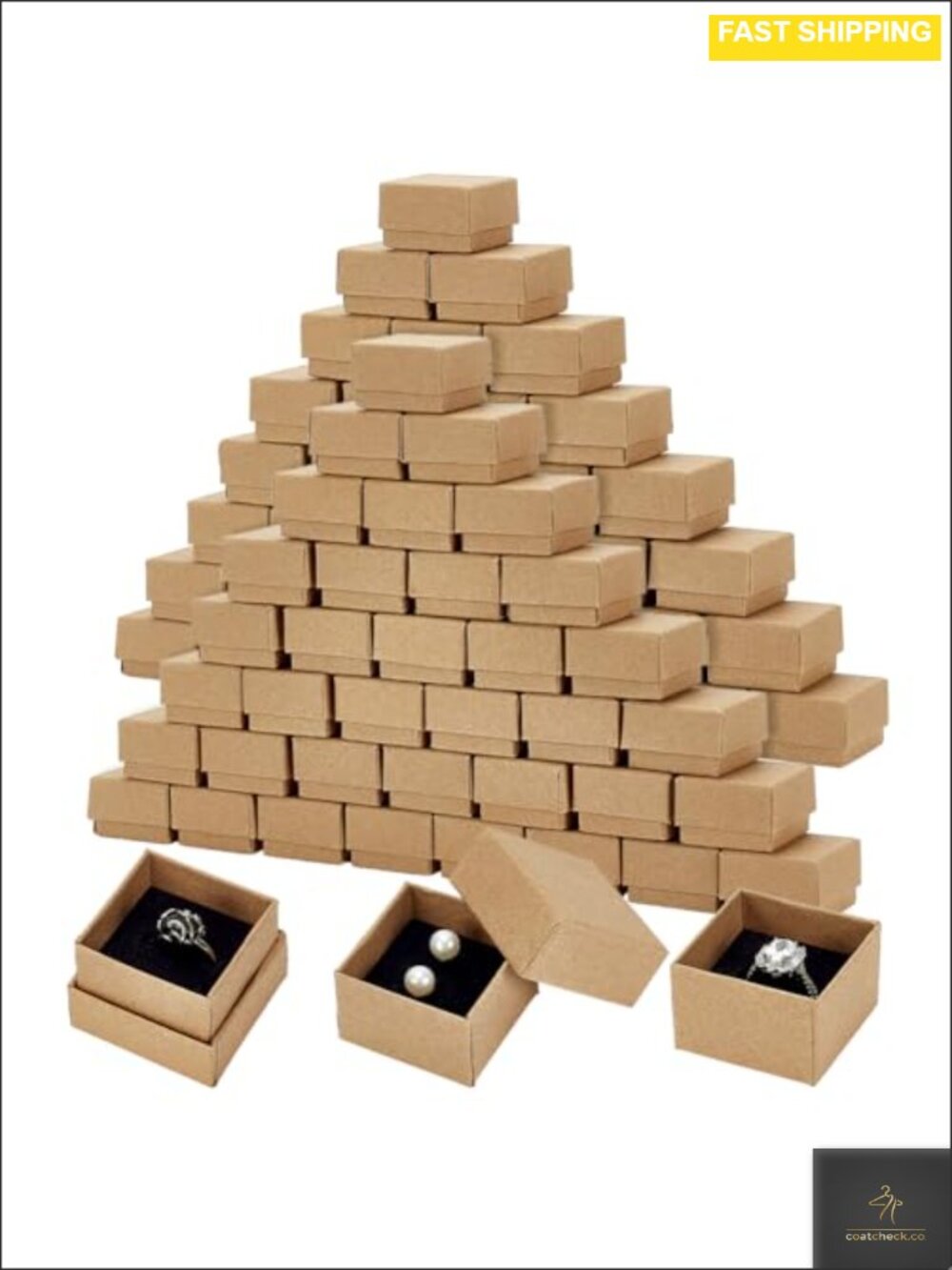 100 Pack Small Jewelry Boxes Cardboard Ring Earring Gift Boxes with Foam Insert